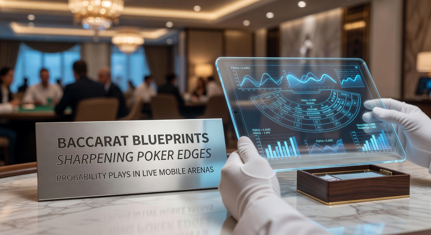 Live-Mobile-Bildschirm mit Baccarat-Tisch, Poker-Charts und Wahrscheinlichkeitsdiagrammen auf einem Tablet