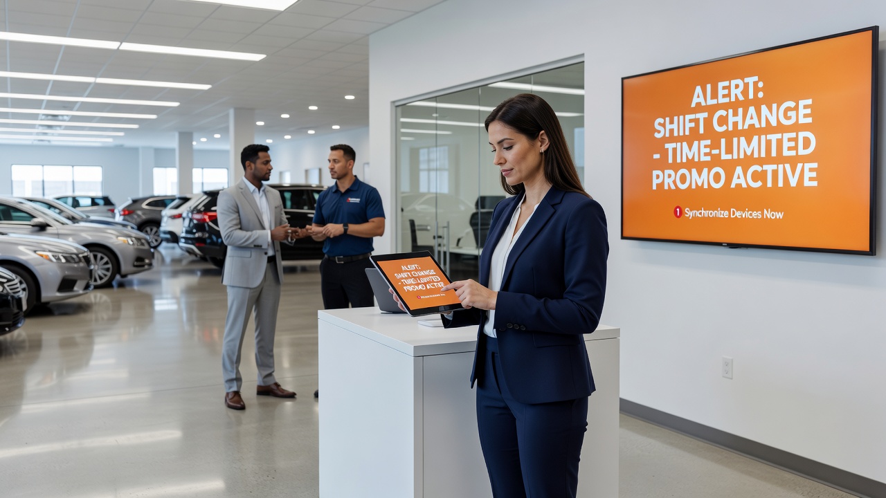 Diagramm zur Synchronisation von Alerts mit Dealer-Schichten und Promotion-Zeitfenstern
